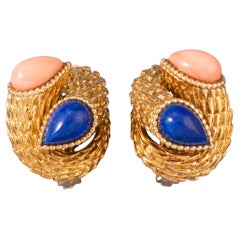 Boucles d'oreilles Boucheron or et lapis