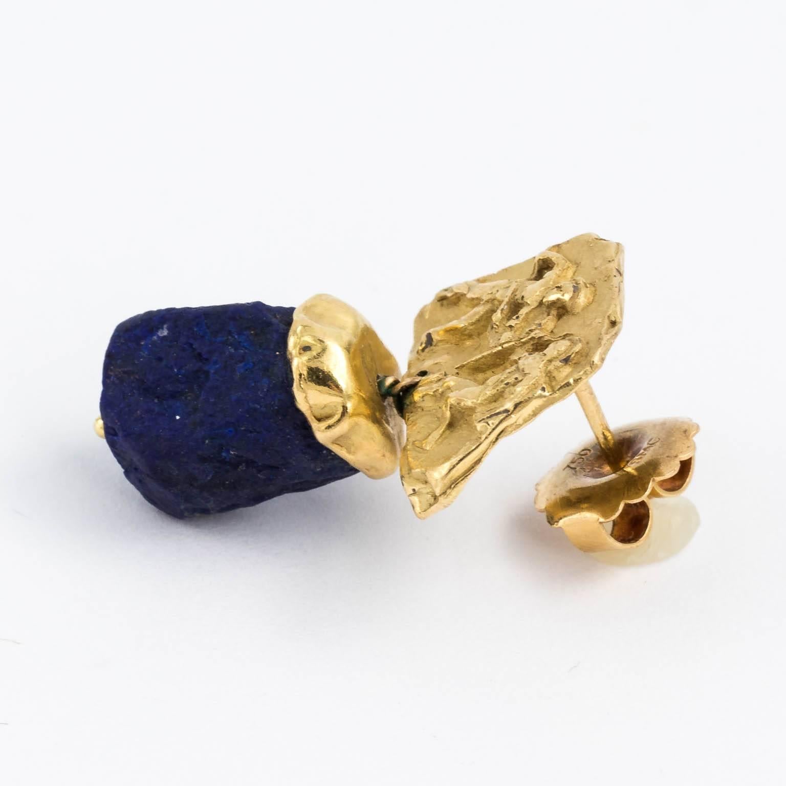 Gold and Lapis Earnings For Sale 5