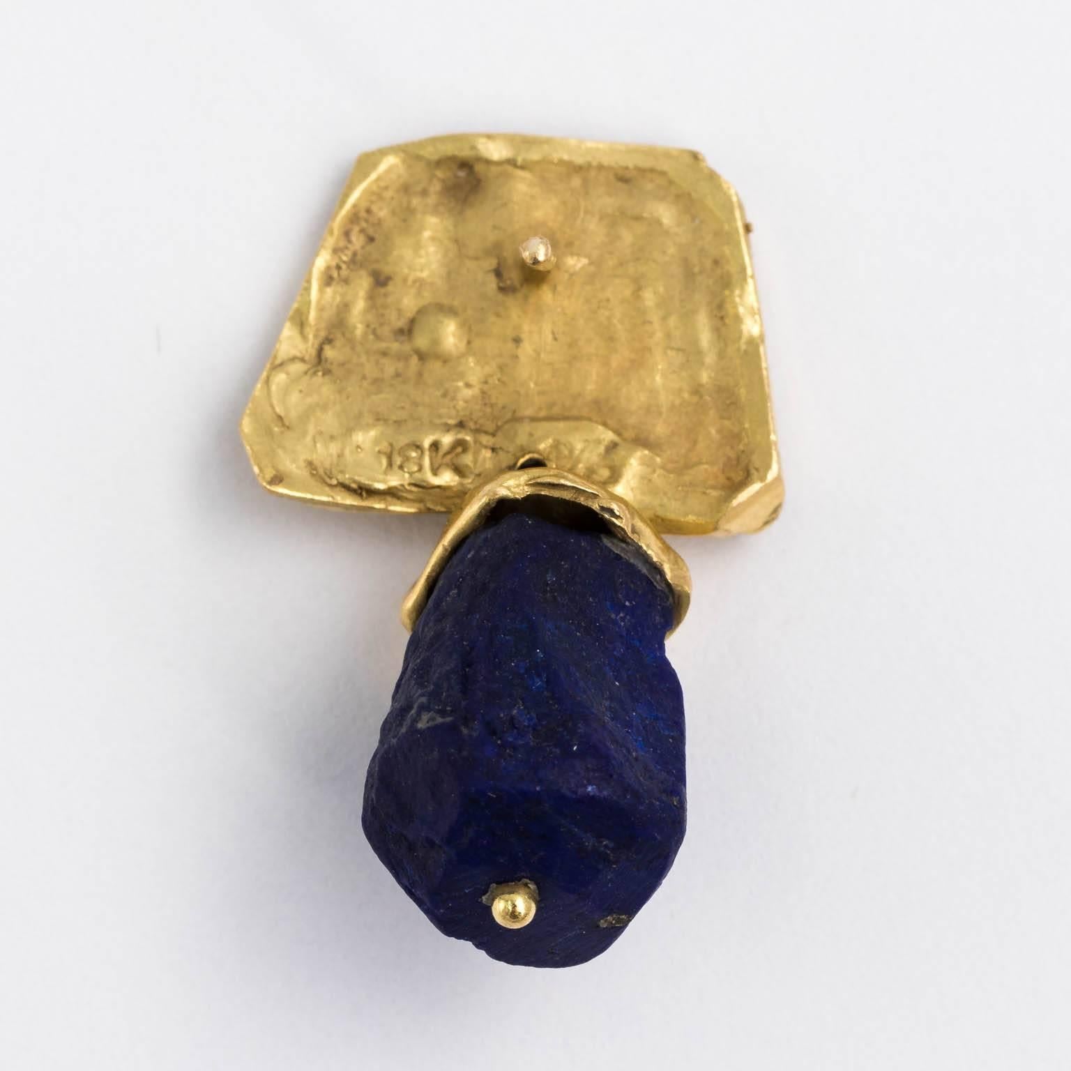 Gold and Lapis Earnings For Sale 8