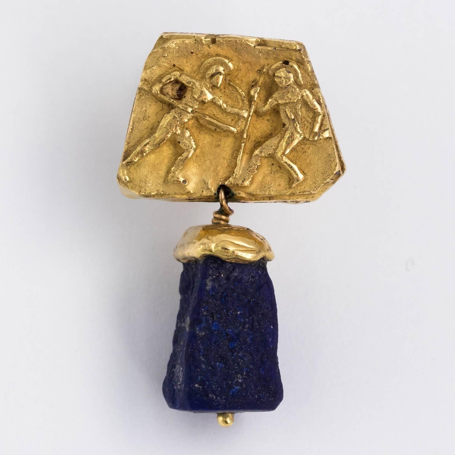 Gold and Lapis Earnings For Sale 11