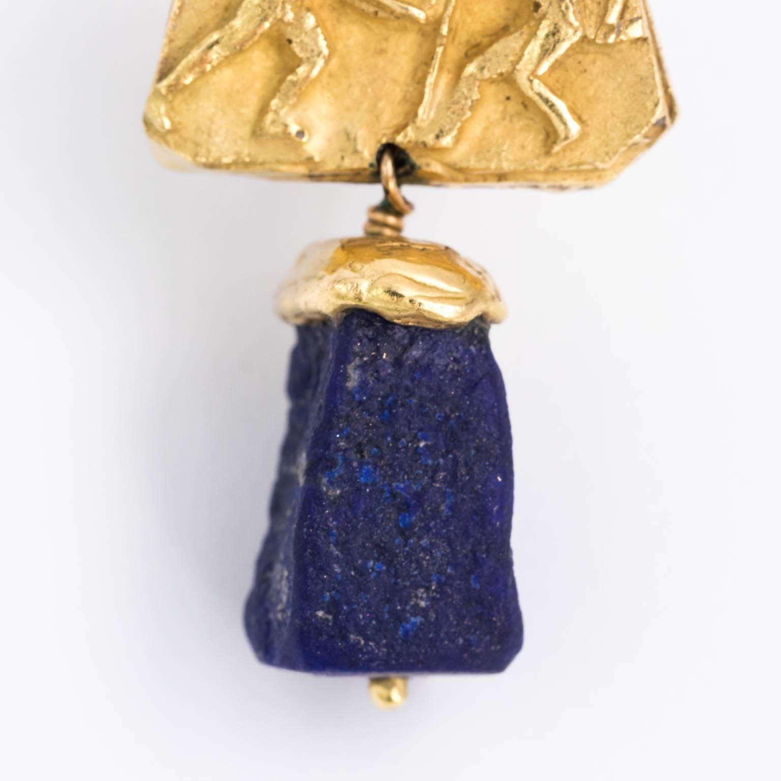 Gold and Lapis Earnings For Sale 13