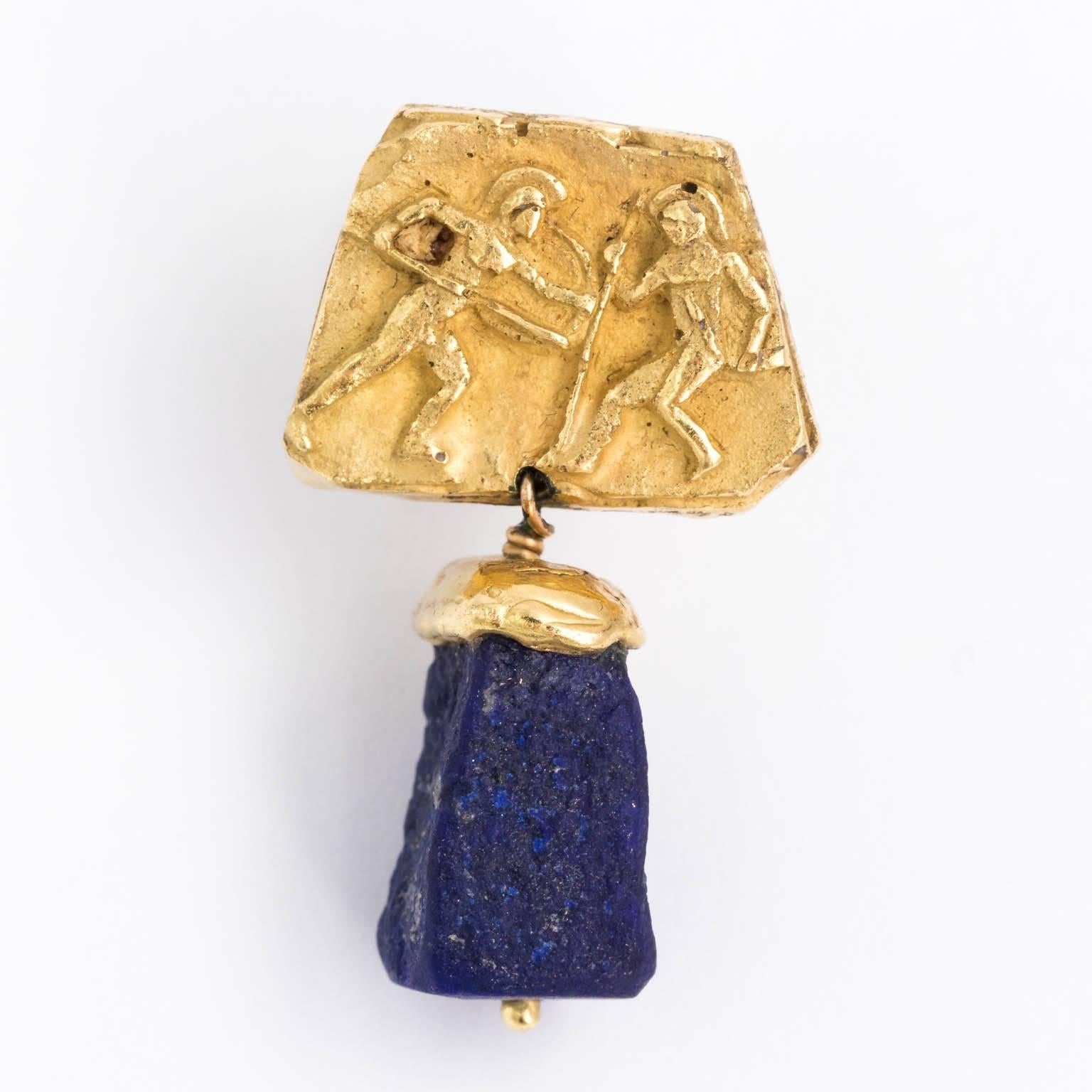 Gold and Lapis Earnings For Sale 14