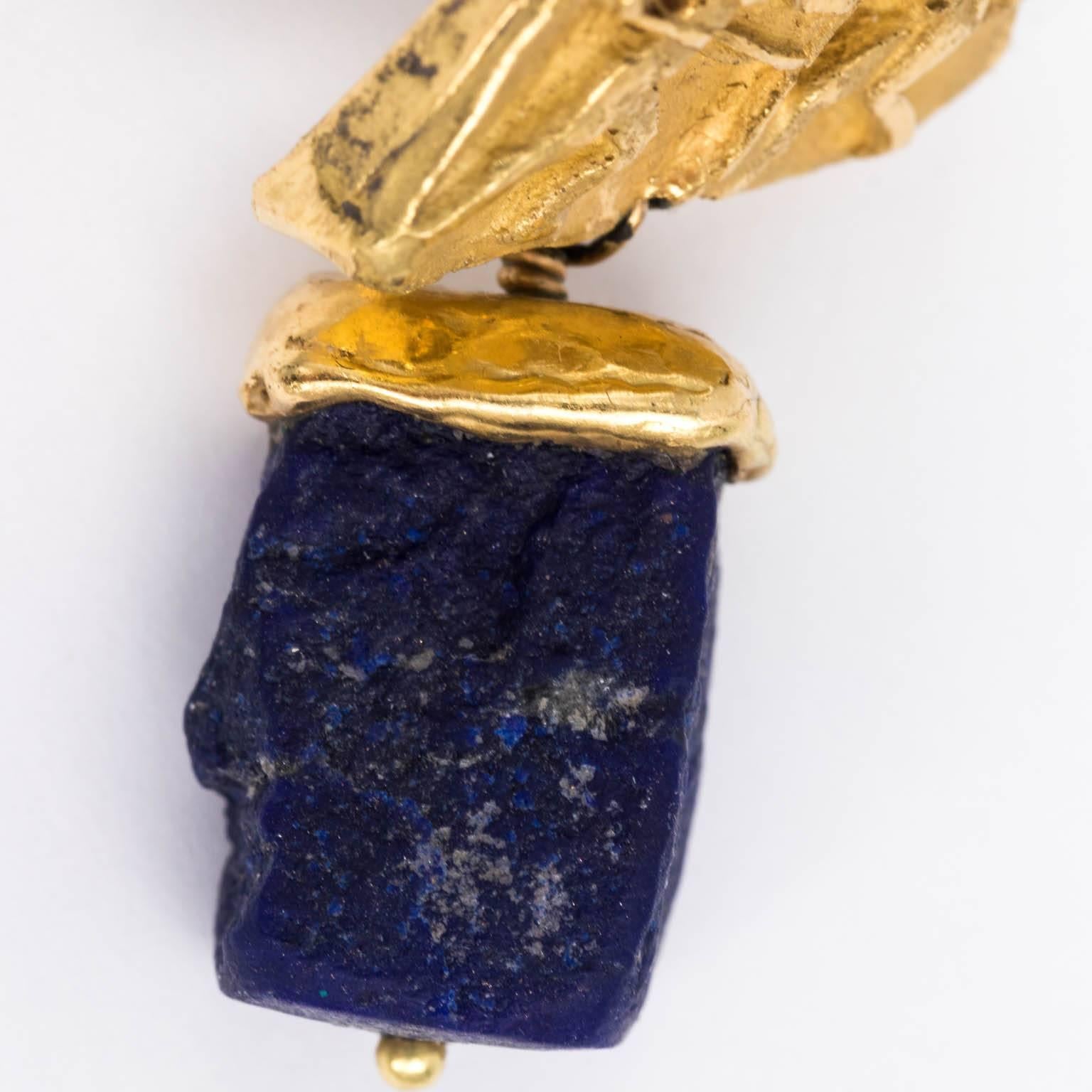 Gold and Lapis Earnings For Sale 15