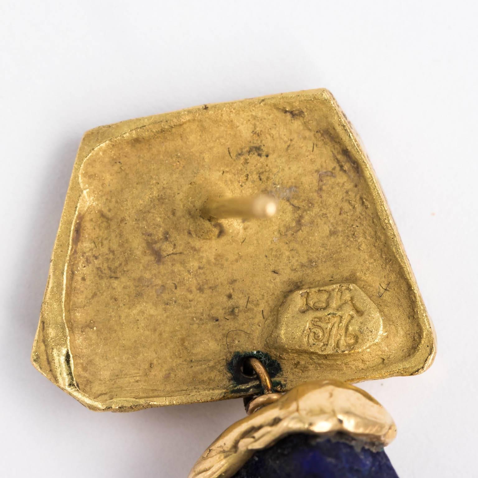 Modern Gold and Lapis Earnings For Sale