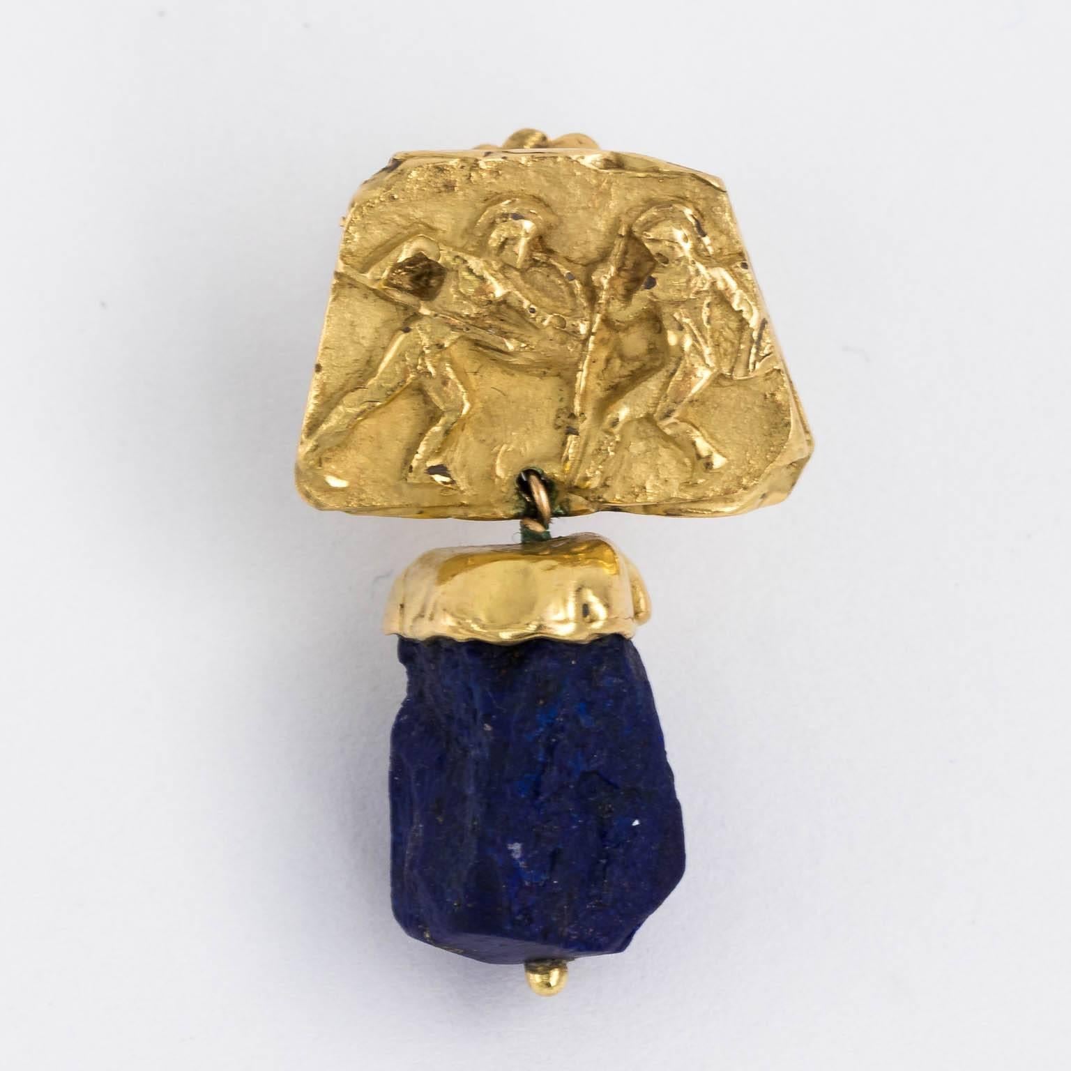 Gold and Lapis Earnings For Sale 1