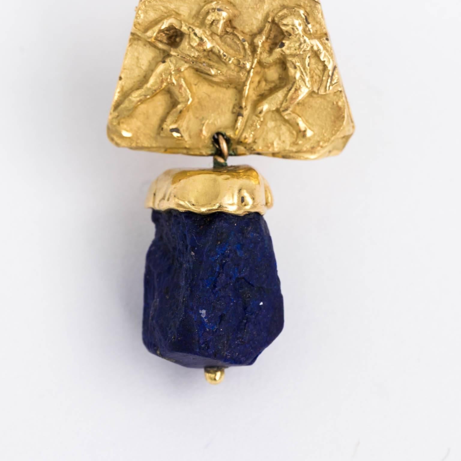 Gold and Lapis Earnings For Sale 3