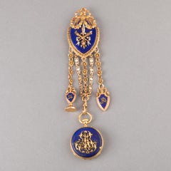 Gold and Lapis Lazuli Antique Châtelaine Brooch by Le Roy & Fils Paris