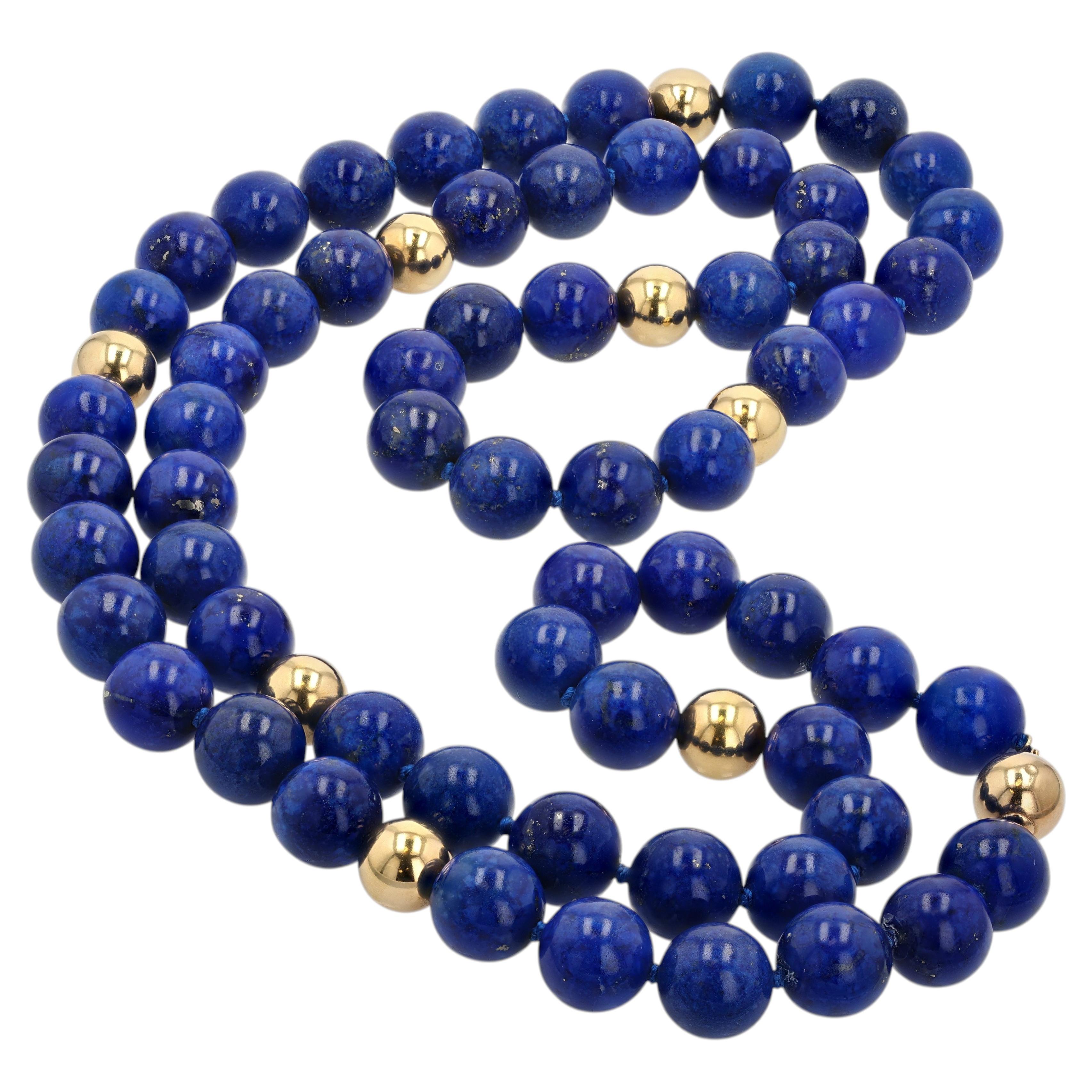 Collana con perline d'oro e lapislazzuli
