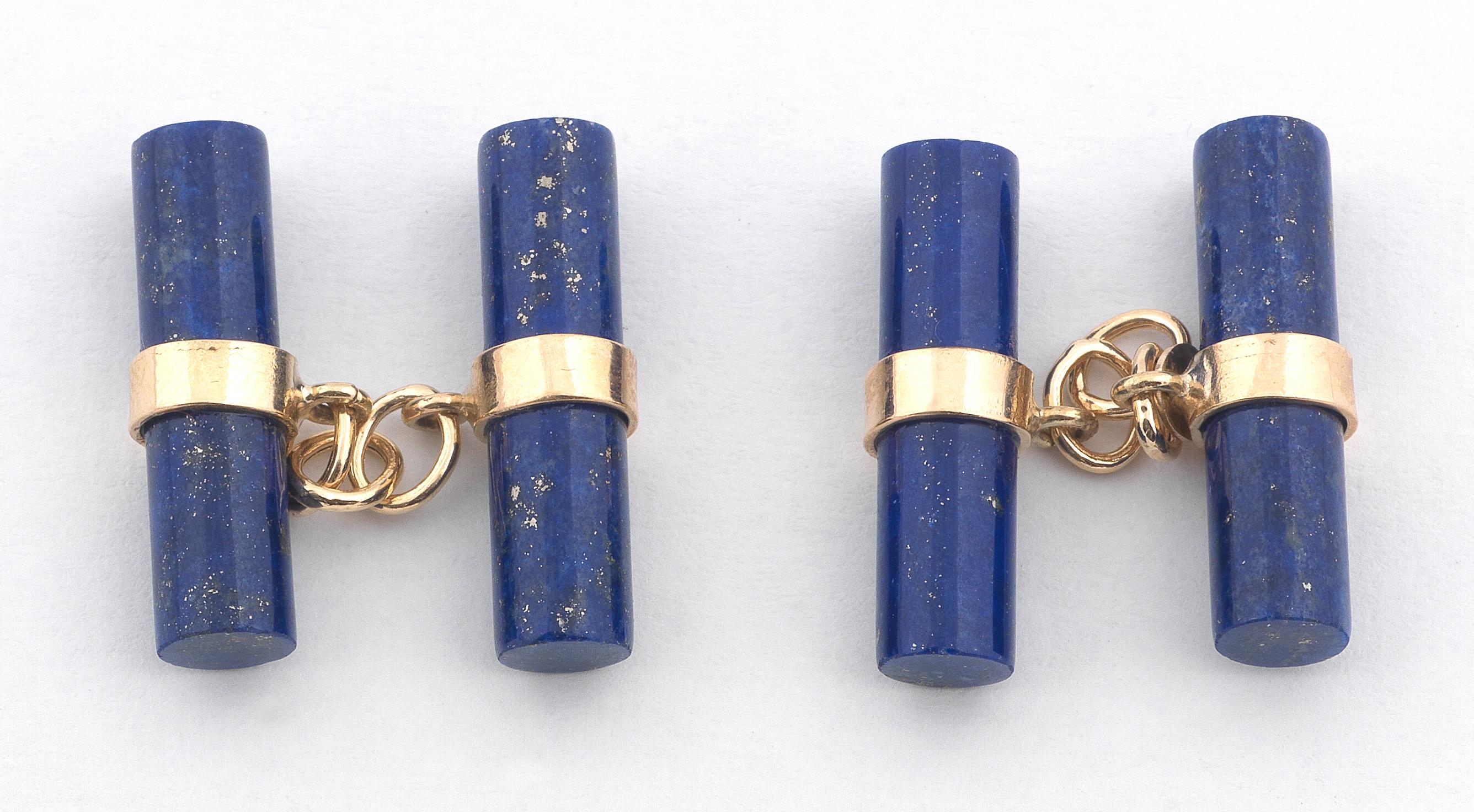 Contemporary Gold and Lapis Lazuli Cufflinks