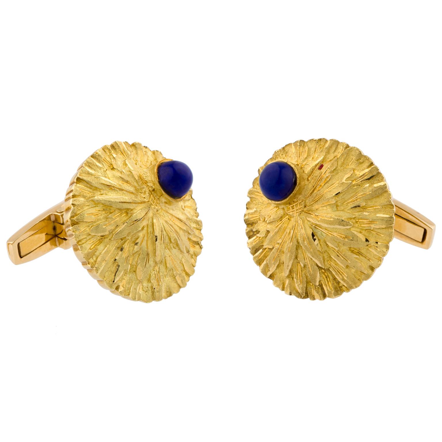 Gold and Lapis Lazuli Cufflinks In Excellent Condition For Sale In Madrid, ES