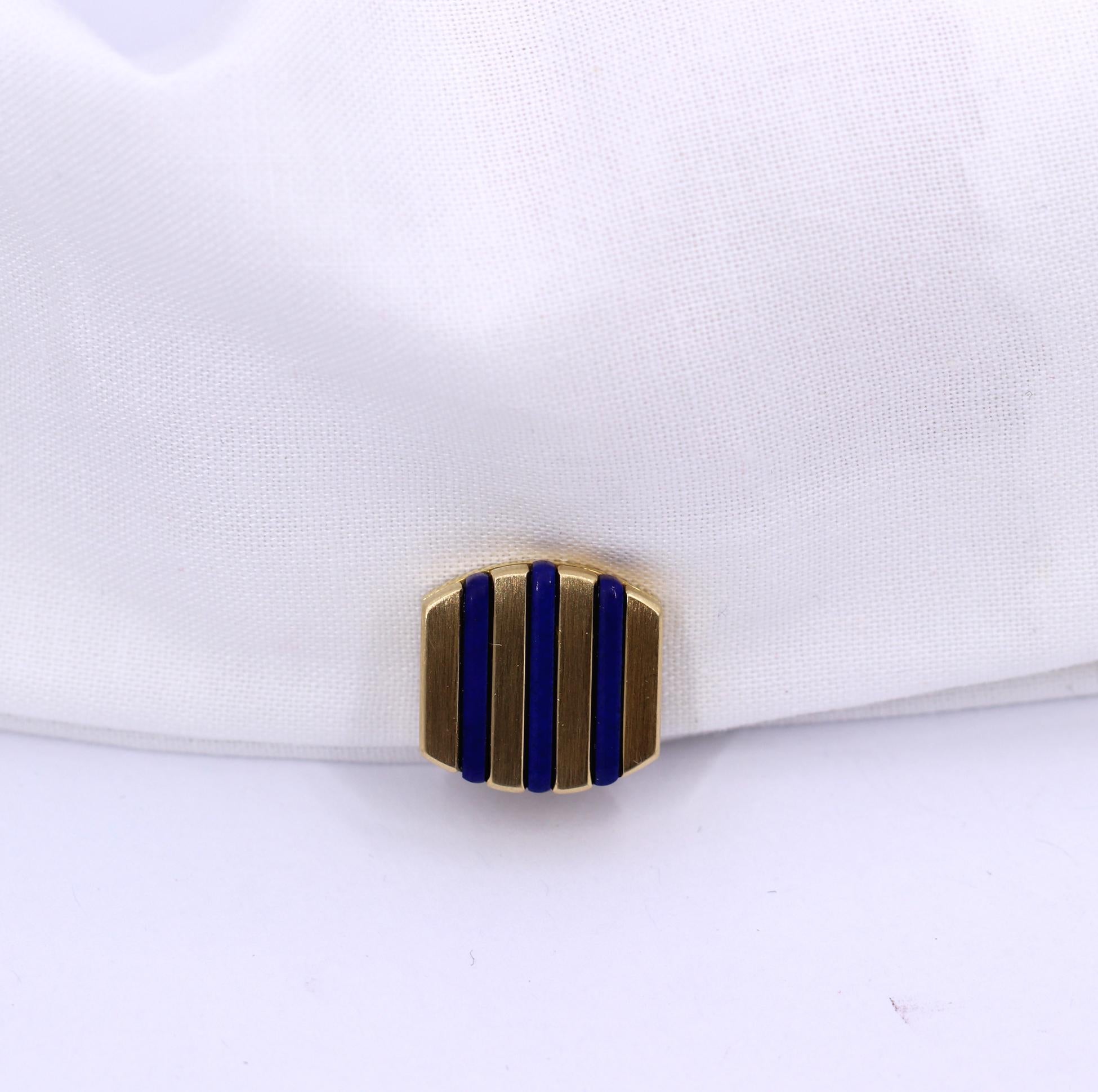 Uncut Gold and Lapis Lazuli Cufflinks For Sale