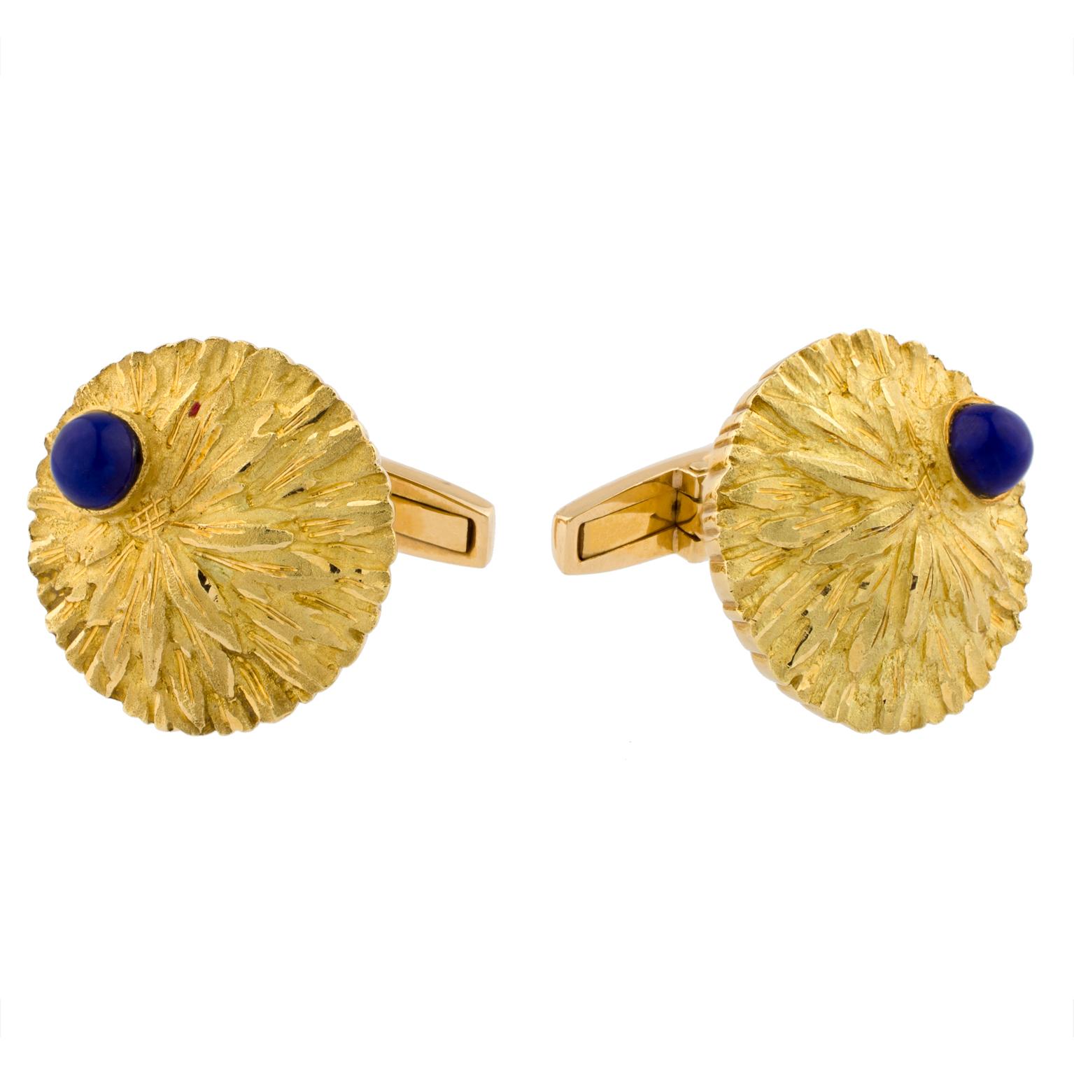 Gold and Lapis Lazuli Cufflinks For Sale