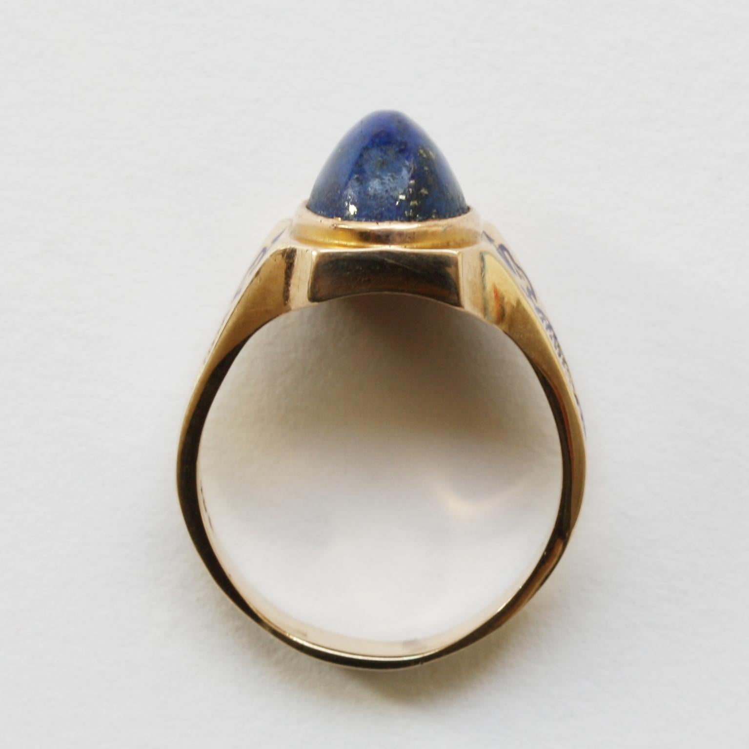 Women's or Men's Gold and Lapis Lazuli Dragon Ring