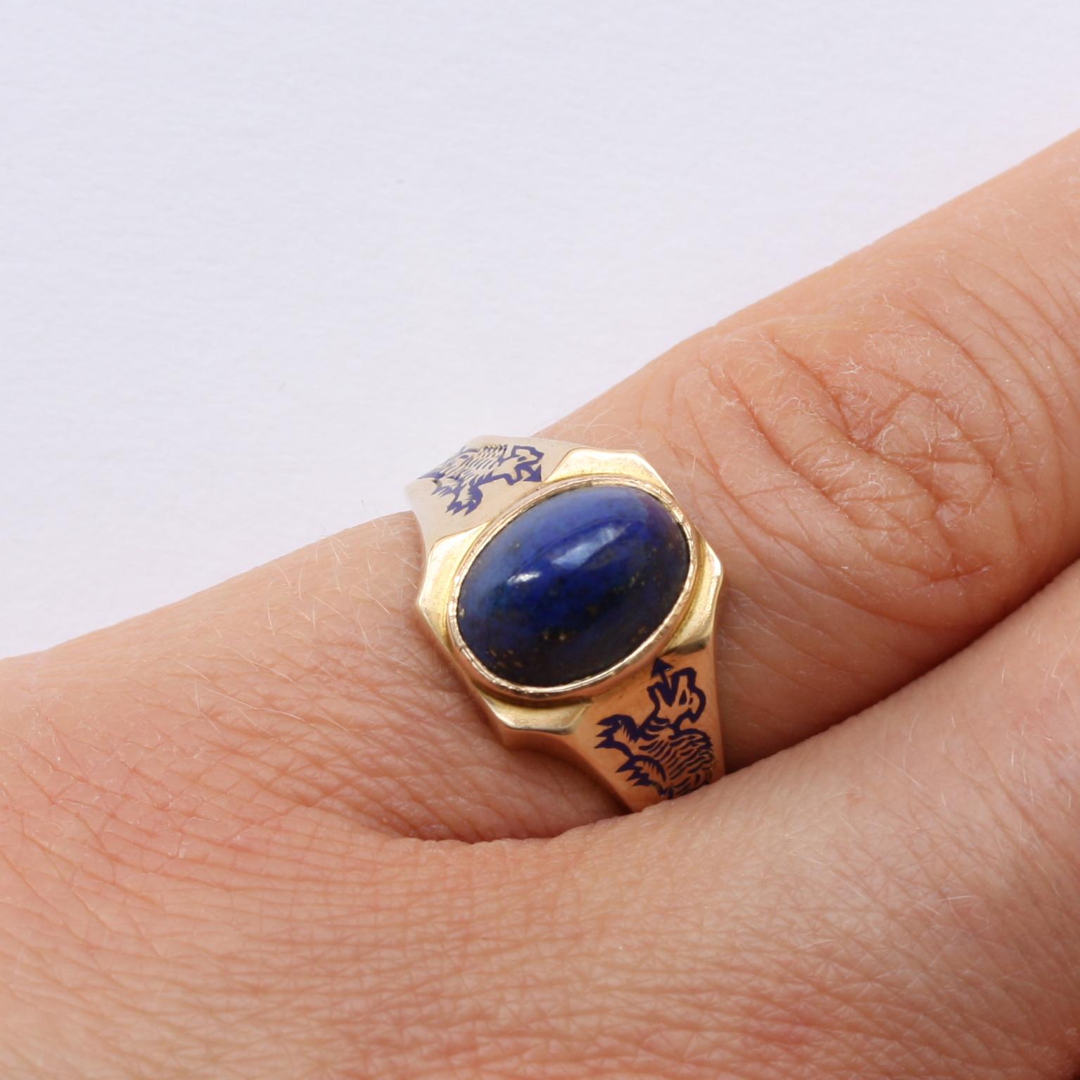 Gold and Lapis Lazuli Dragon Ring 1