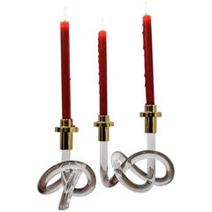 Gold and Lucite Candlestick Holders by Dorothy Thorpe