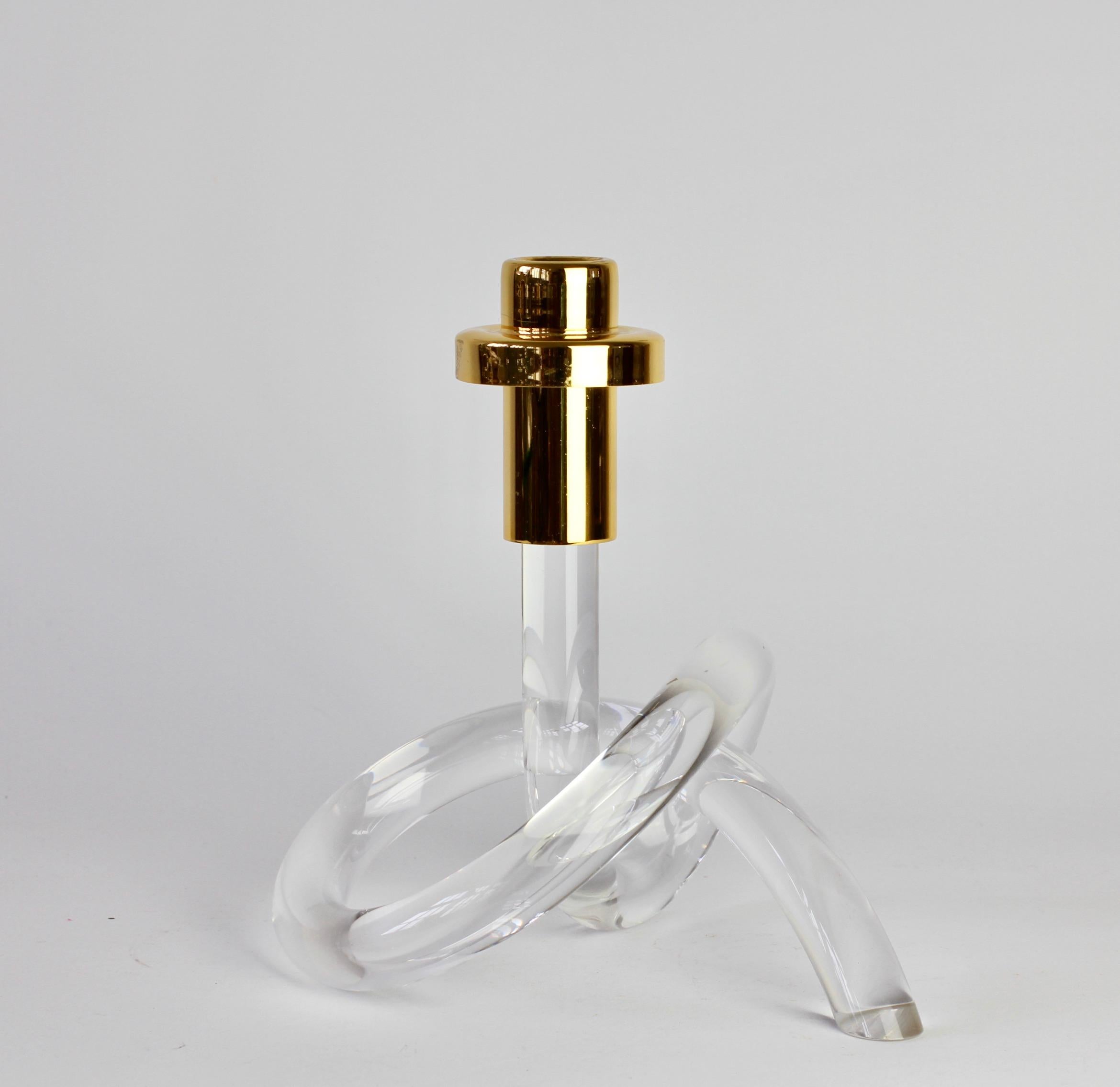 Gold and Lucite Twisted Pretzel Candlestick Holder/Candelabra by Dorothy Thorpe 3