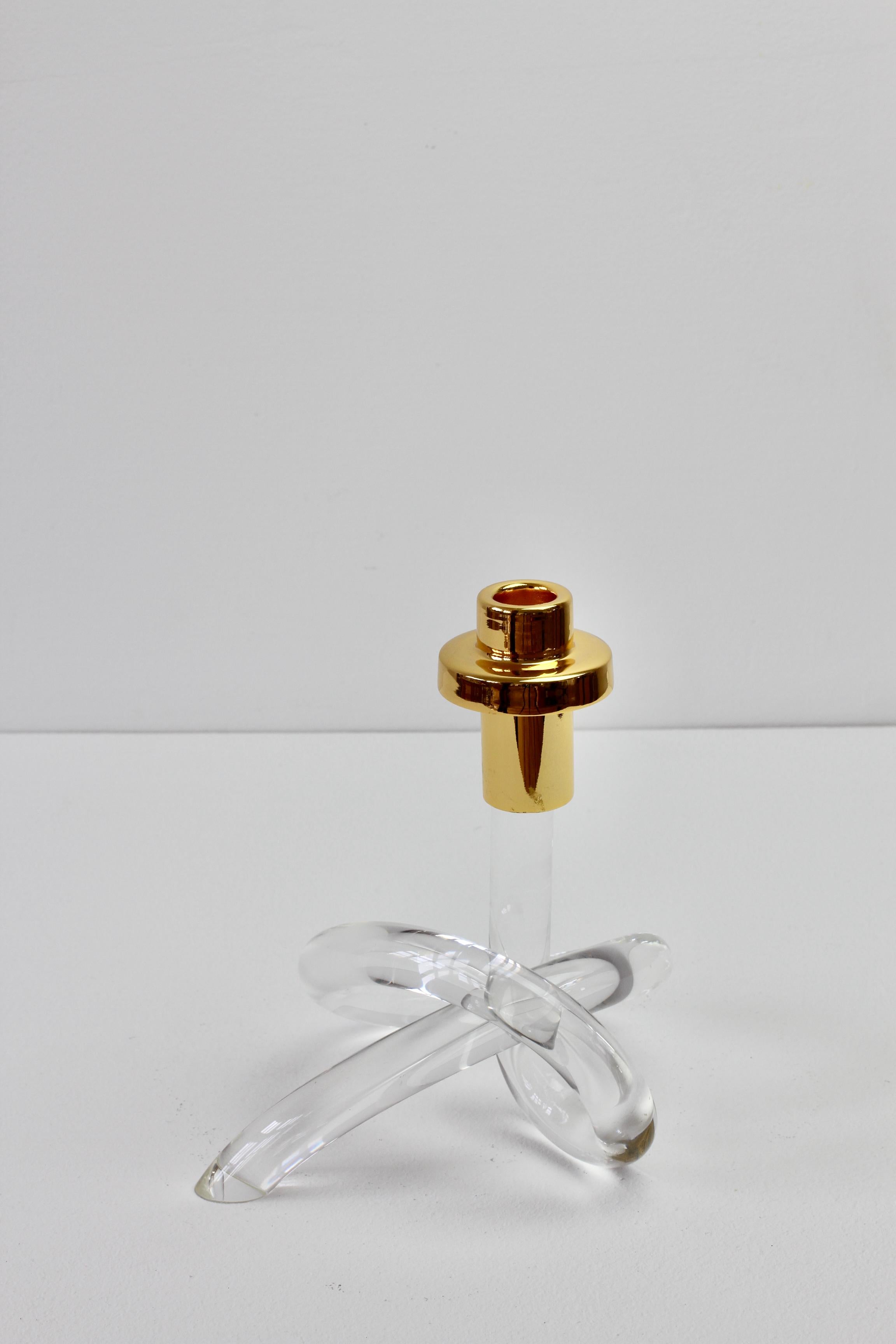 Gold and Lucite Twisted Pretzel Candlestick Holder/Candelabra by Dorothy Thorpe For Sale 7