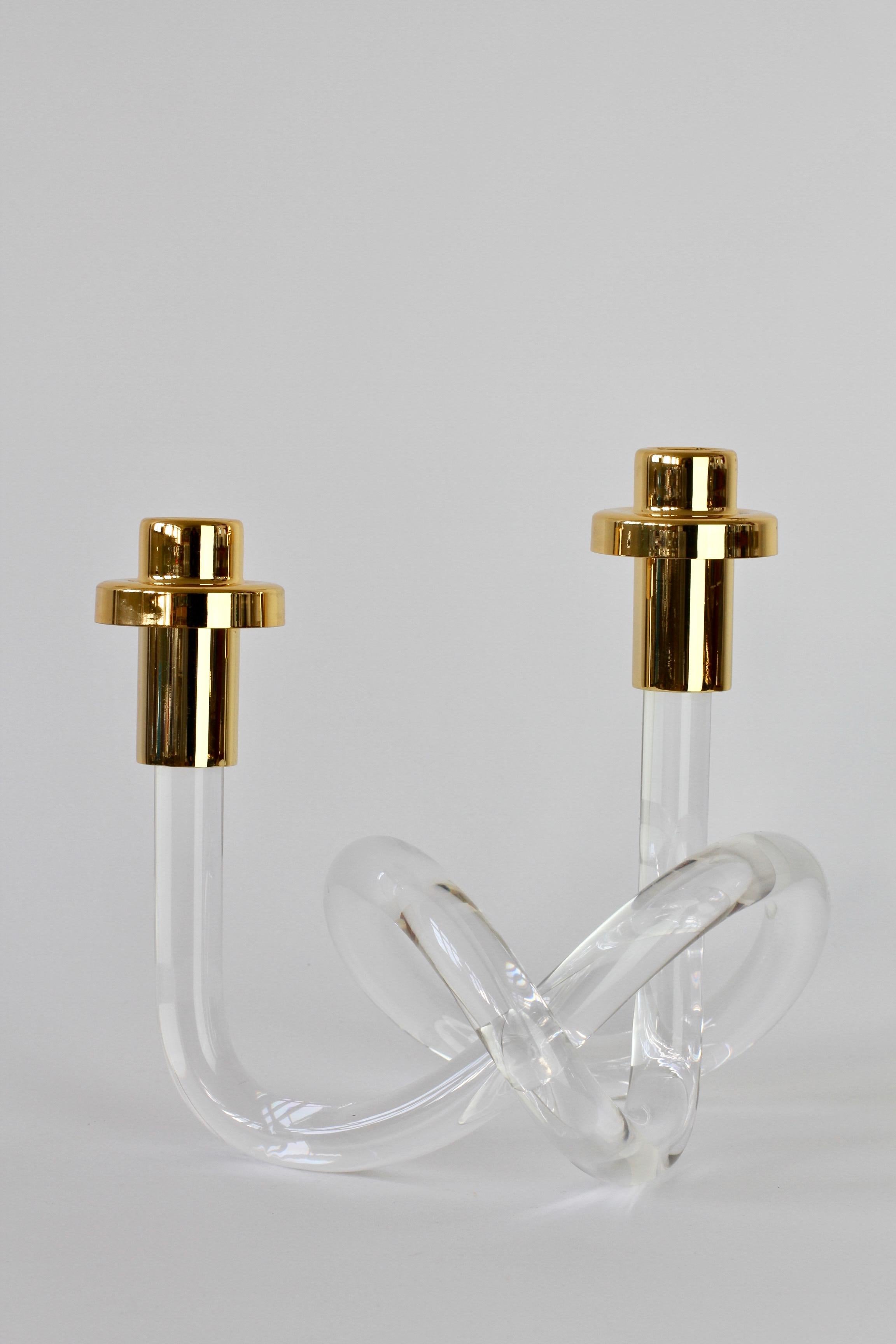 Gold and Lucite Twisted Pretzel Candlestick Holder/Candelabra by Dorothy Thorpe 7