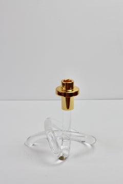 Gold and Lucite Twisted Pretzel Candlestick Holder/Candelabra by Dorothy Thorpe