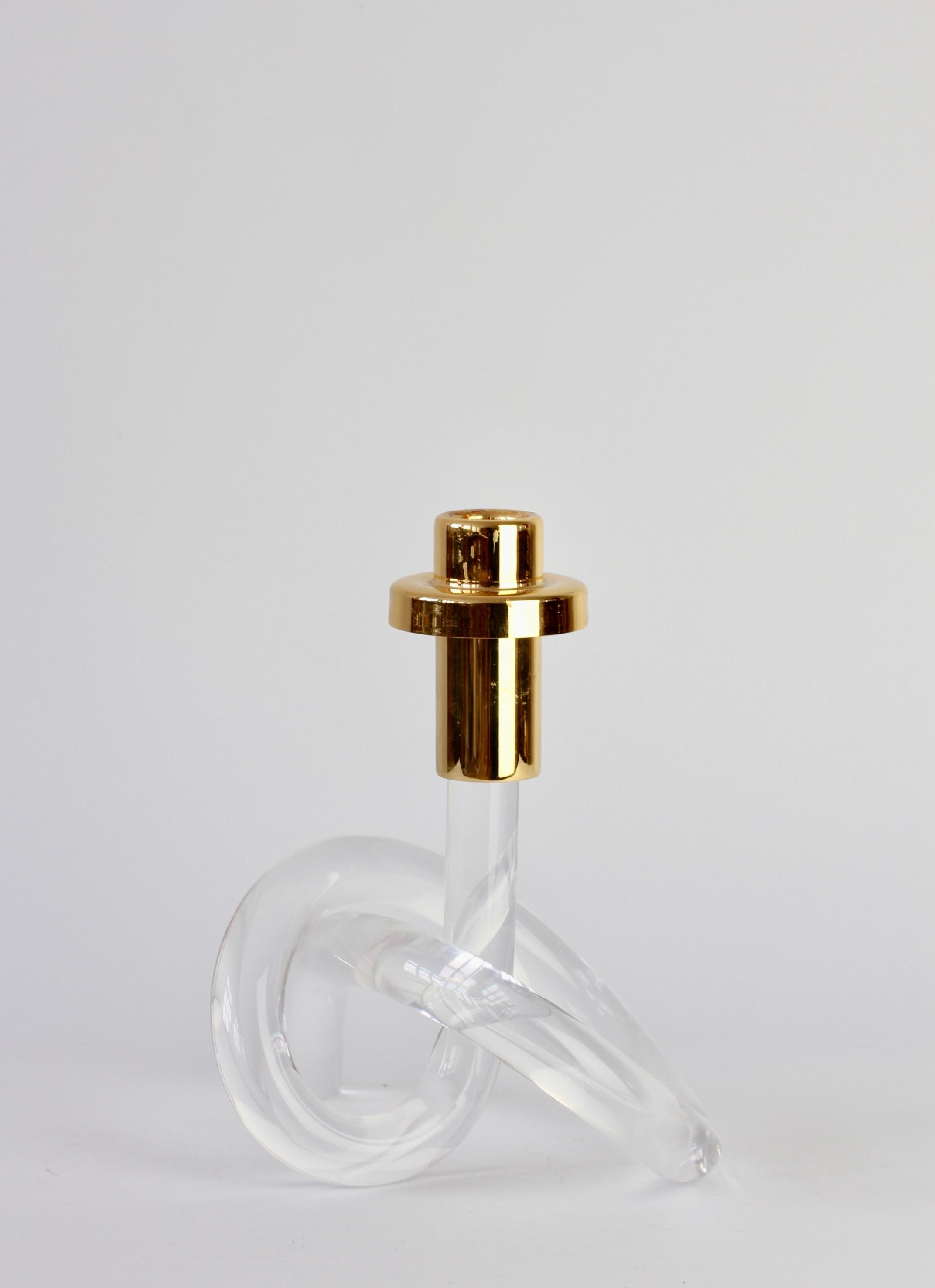 20th Century Gold and Lucite Twisted Pretzel Candlestick Holder/Candelabra by Dorothy Thorpe