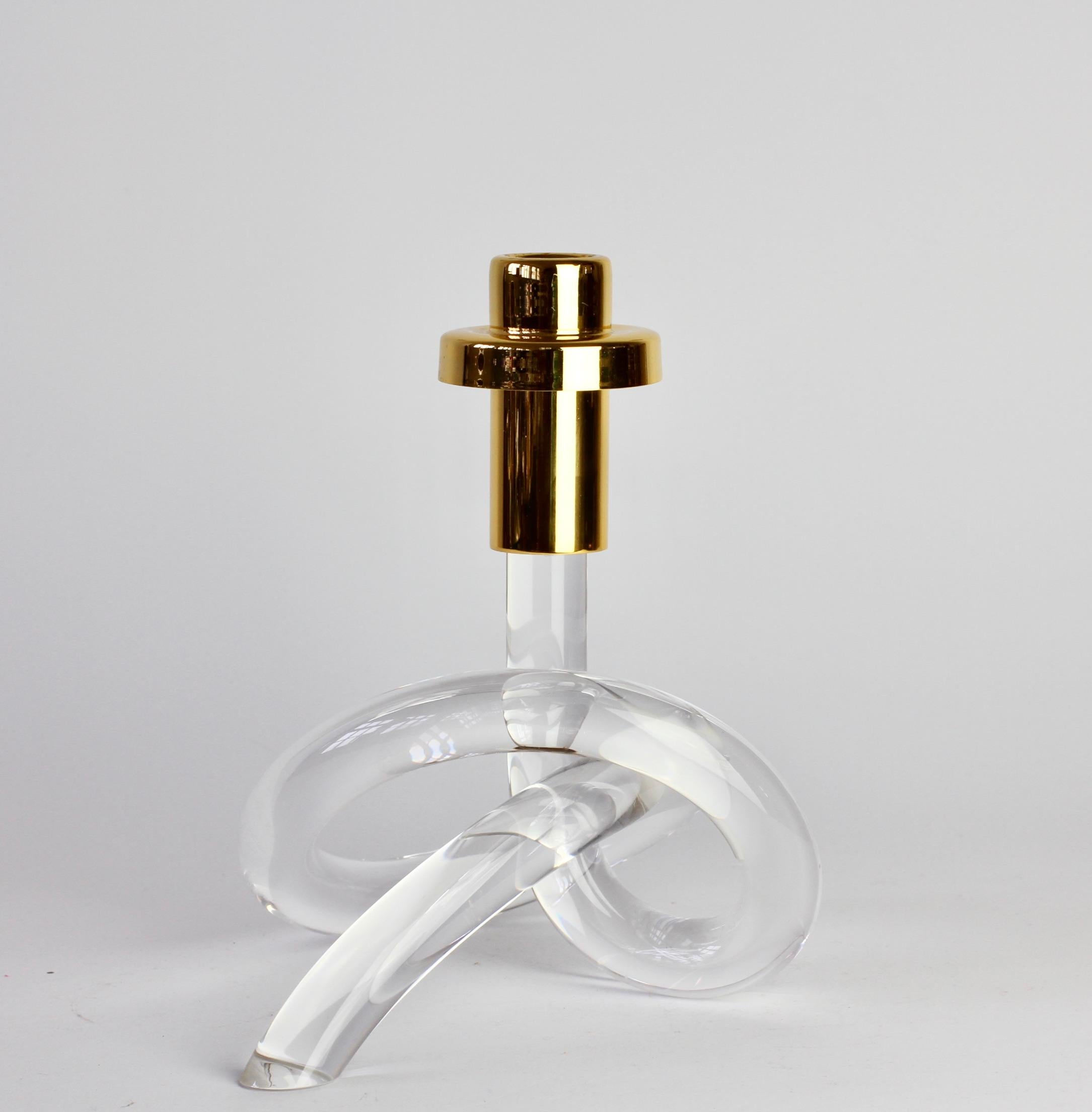 Gold and Lucite Twisted Pretzel Candlestick Holder/Candelabra by Dorothy Thorpe 2