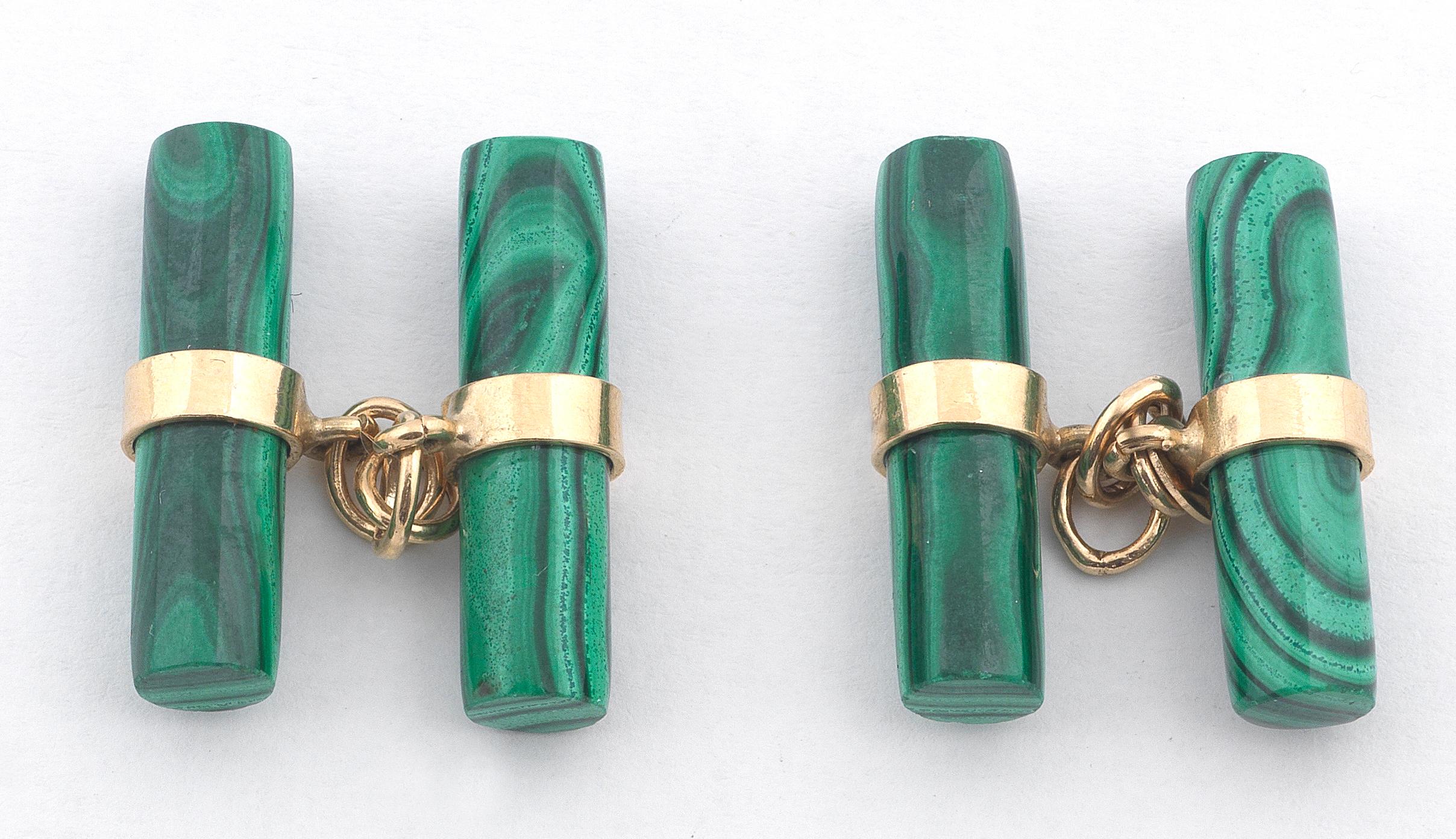 Contemporary Gold and Malachite Cufflinks