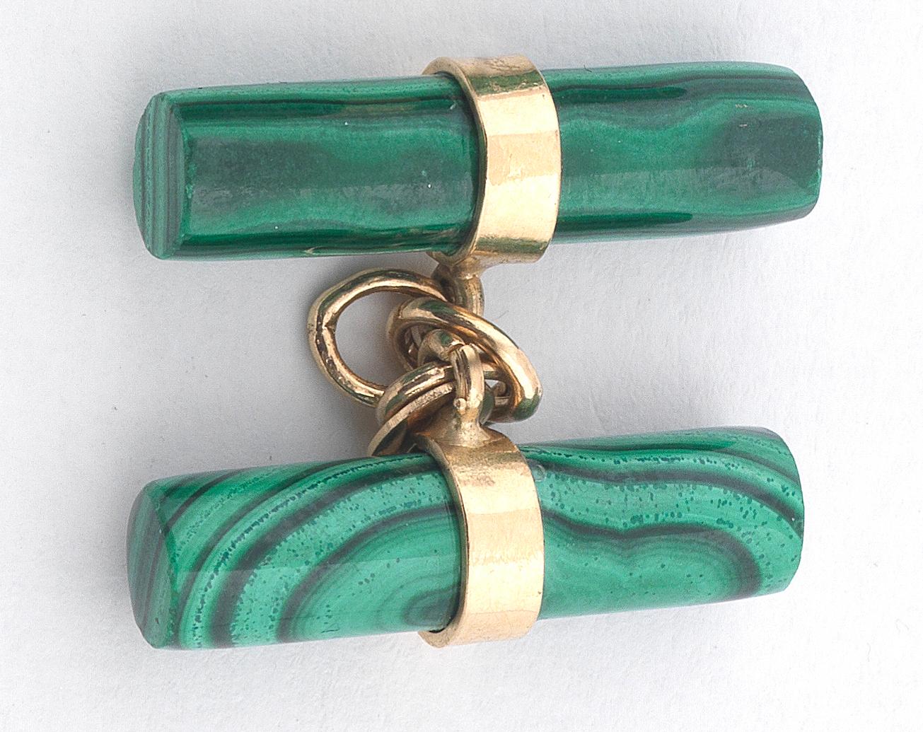 Gold and Malachite Cufflinks In New Condition In Firenze, IT