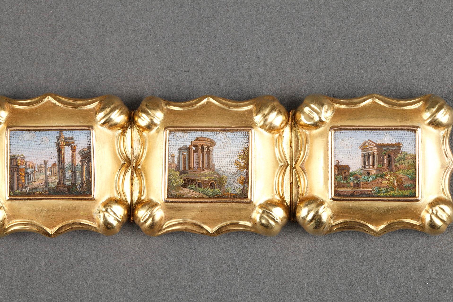 Women's Gold and Micromosaic Bracelet, First Half of the 19th Century Work For Sale