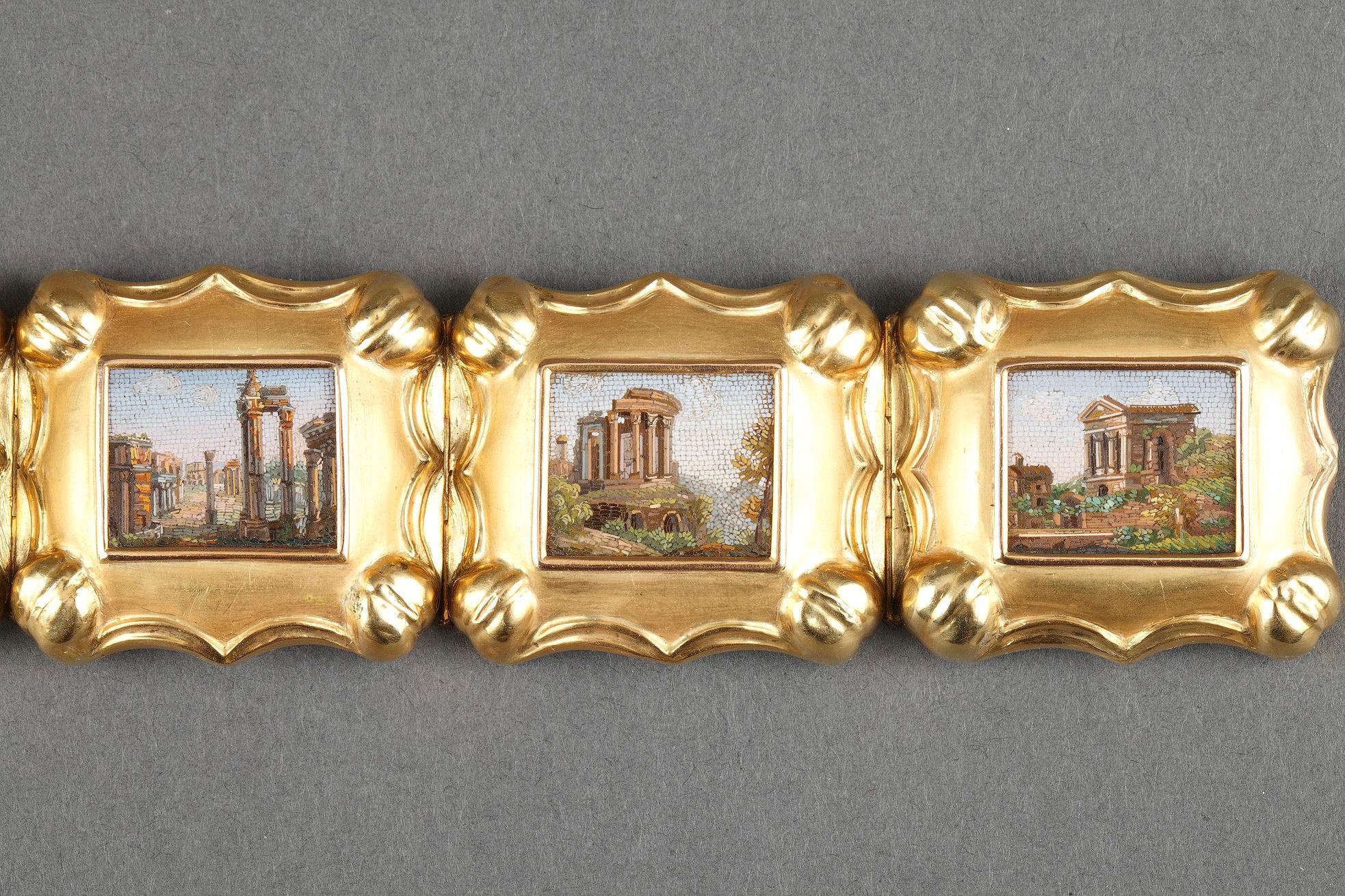 Gold and Micromosaic Bracelet, First Half of the 19th Century Work For Sale 2