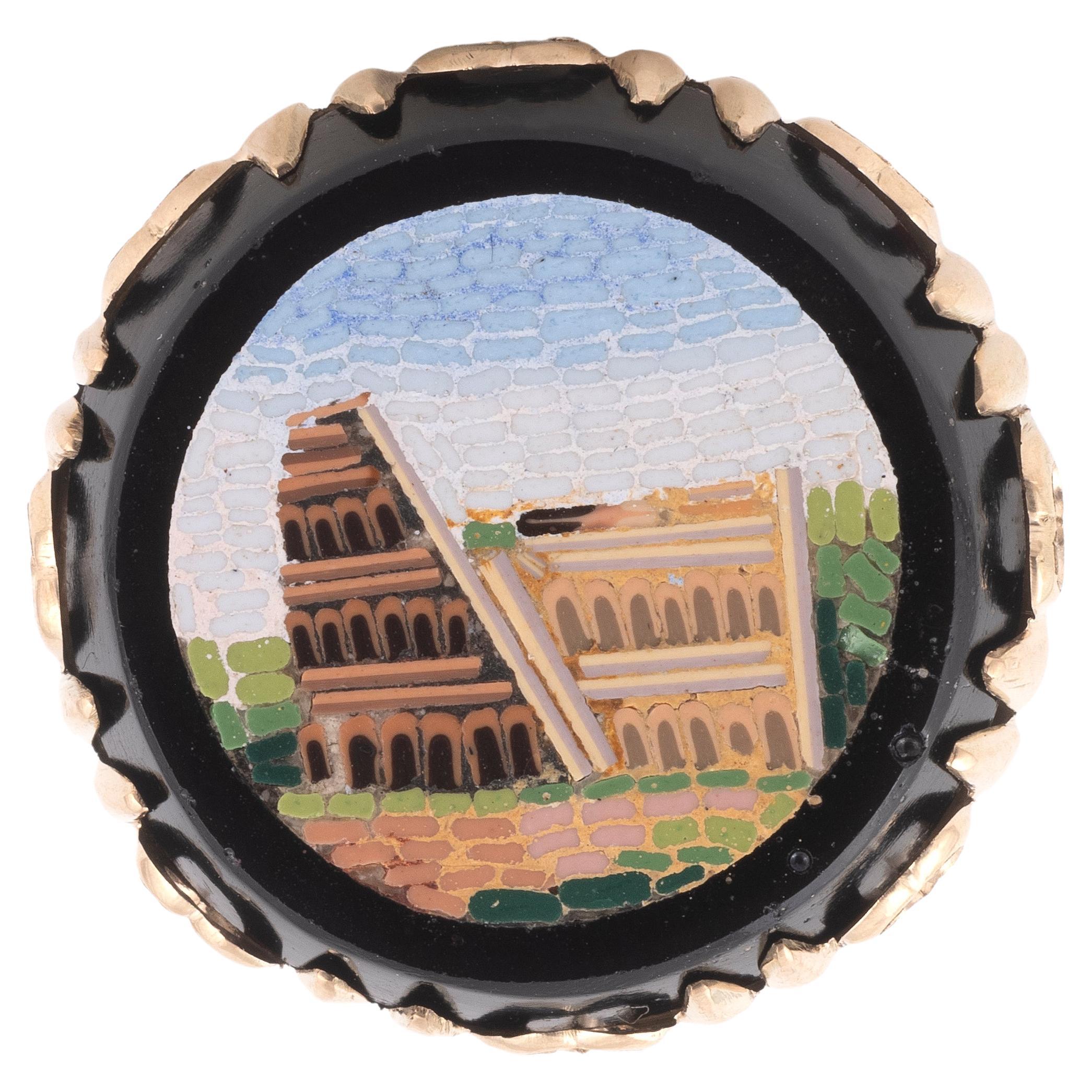 Gold and Micromosaic Ring Late 19th Century In Excellent Condition For Sale In Firenze, IT