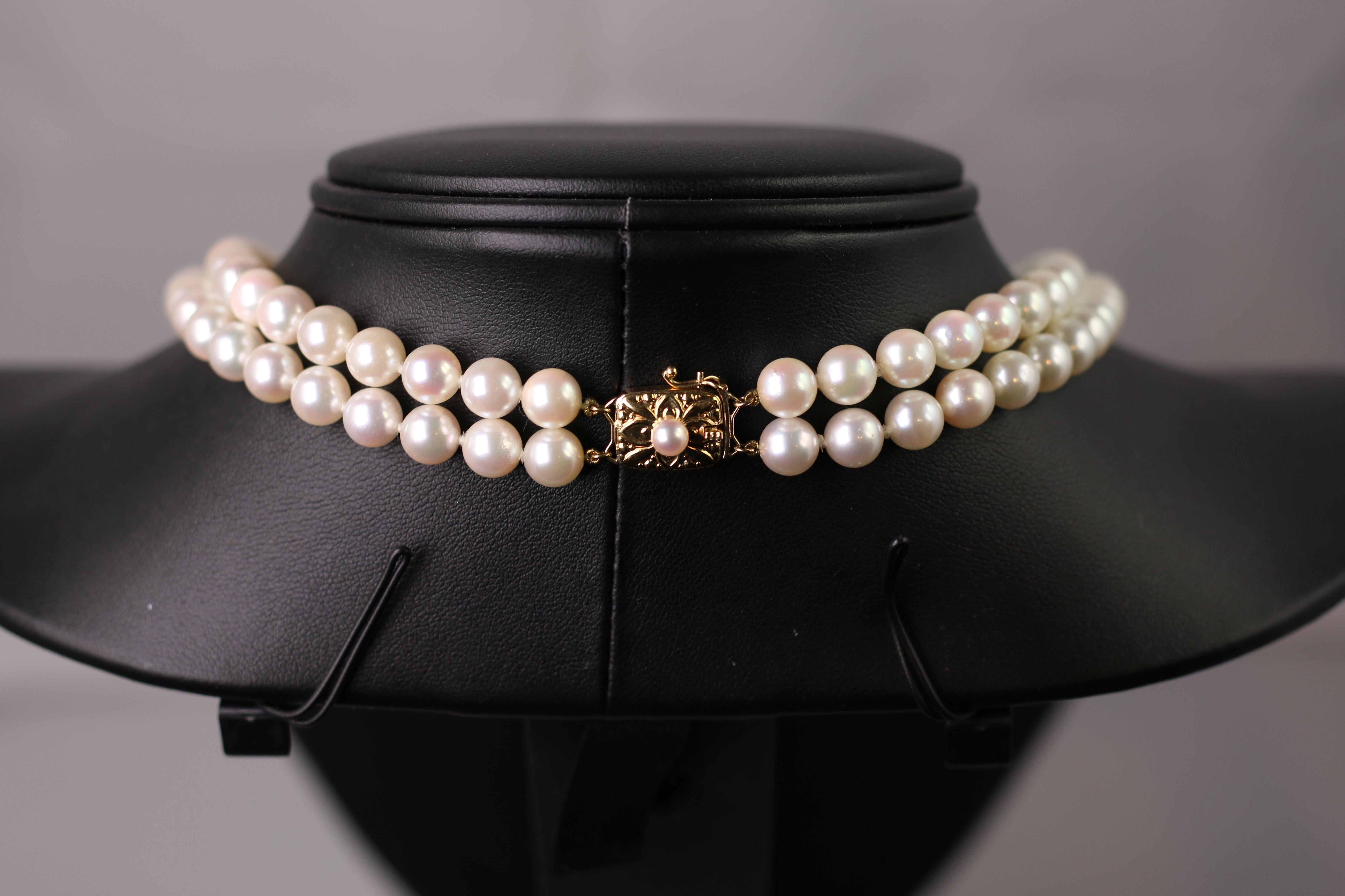 double strand mikimoto pearl necklace