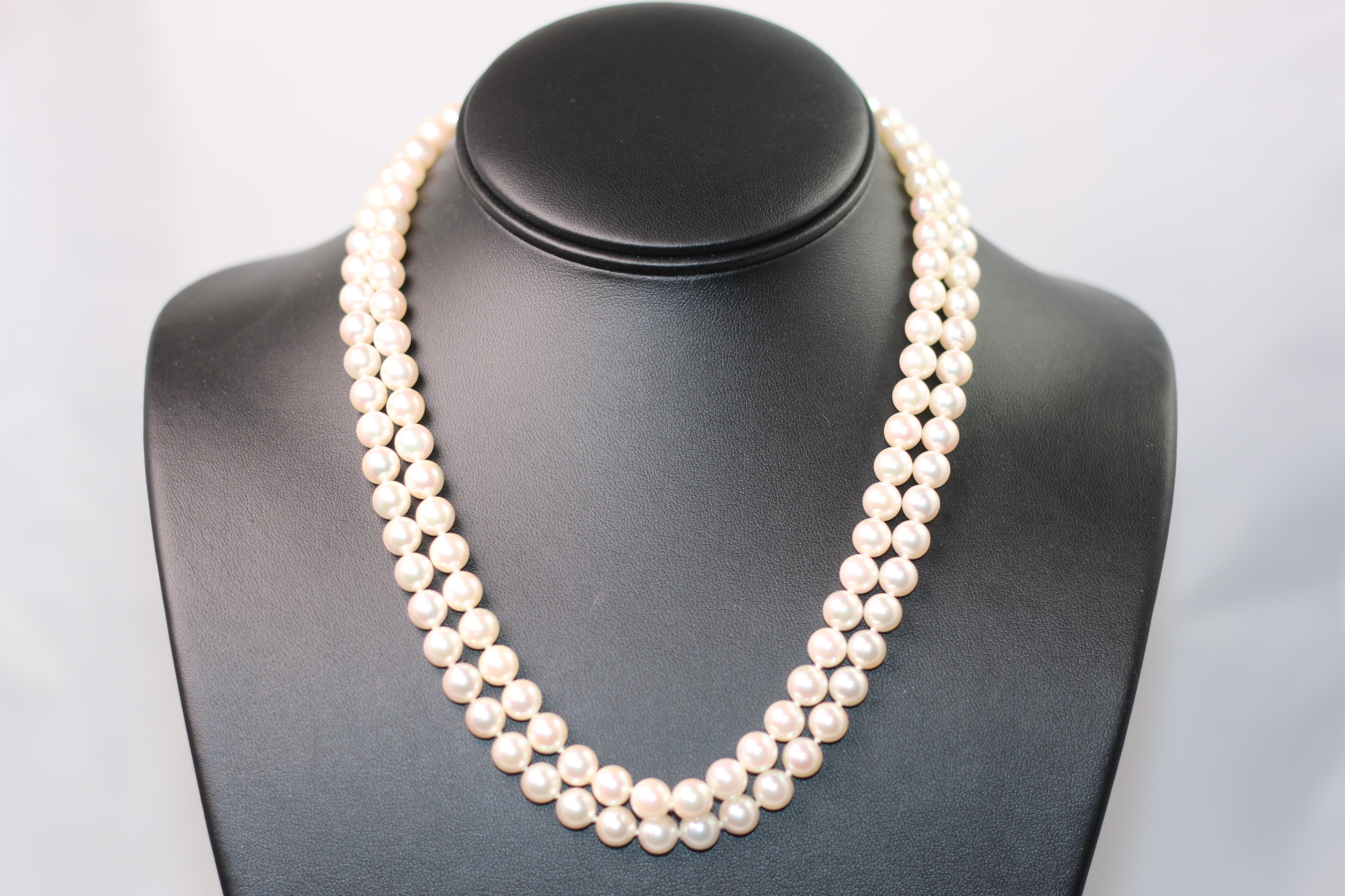 mikimoto double strand pearl necklace
