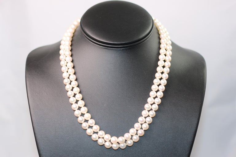Gold and Mikimoto Double Strand Pearls at 1stDibs | pearl strand necklace
