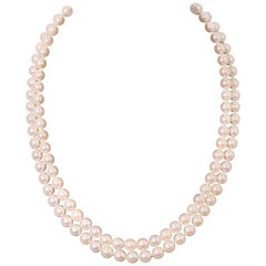 Retro Gold and Mikimoto Double Strand Pearls