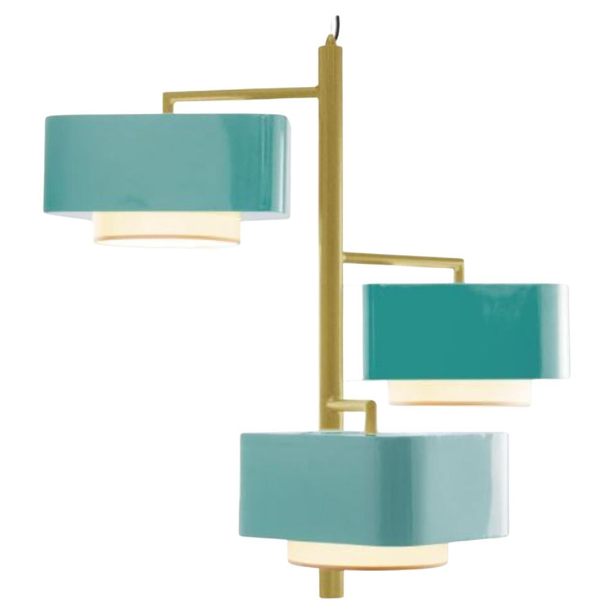 Gold and Mint Carousel I Suspension Lamp by Dooq For Sale