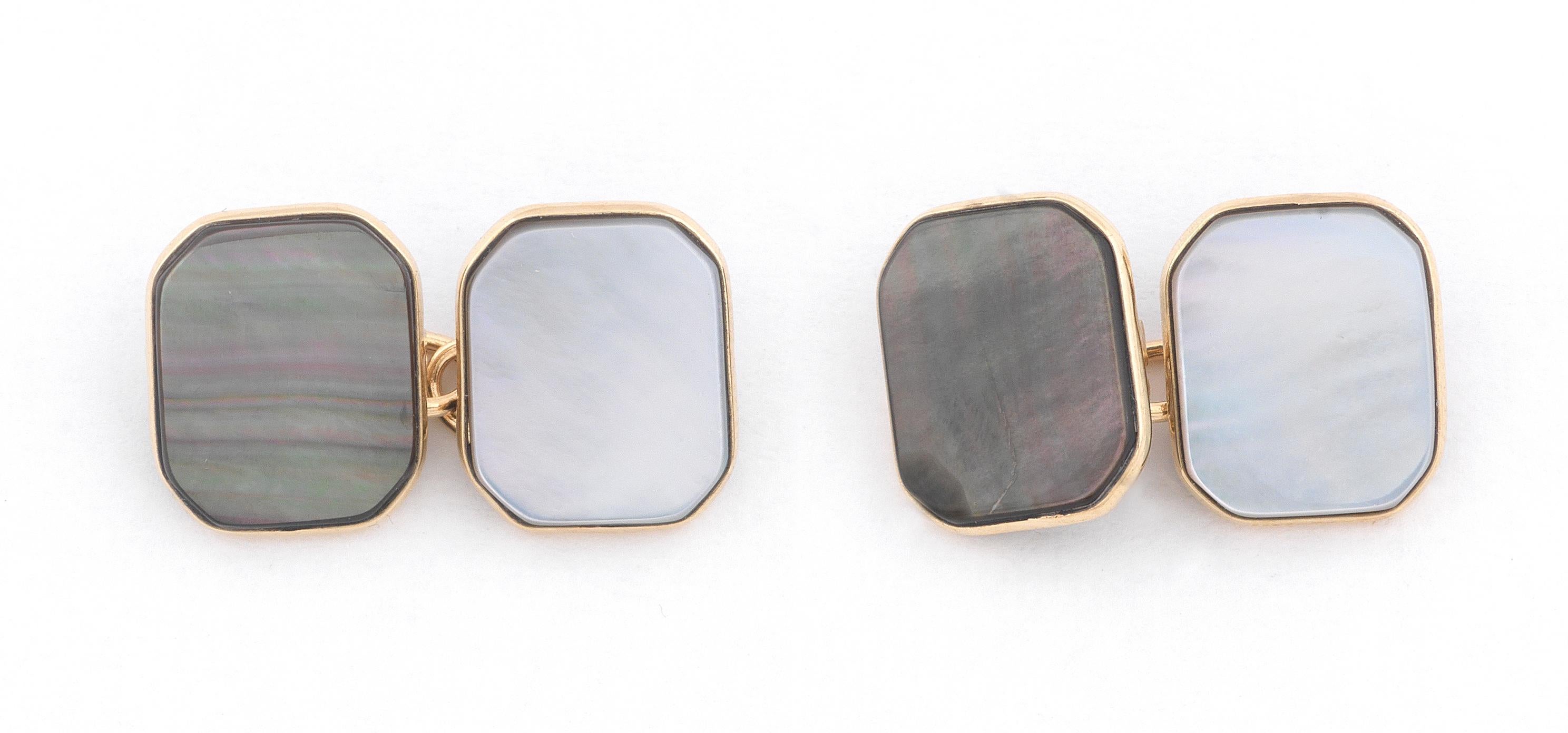 Contemporary Gold and Mother of Pearl Cufflinks
