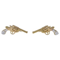Gold and Mother of Pearl Pistol Cufflinks