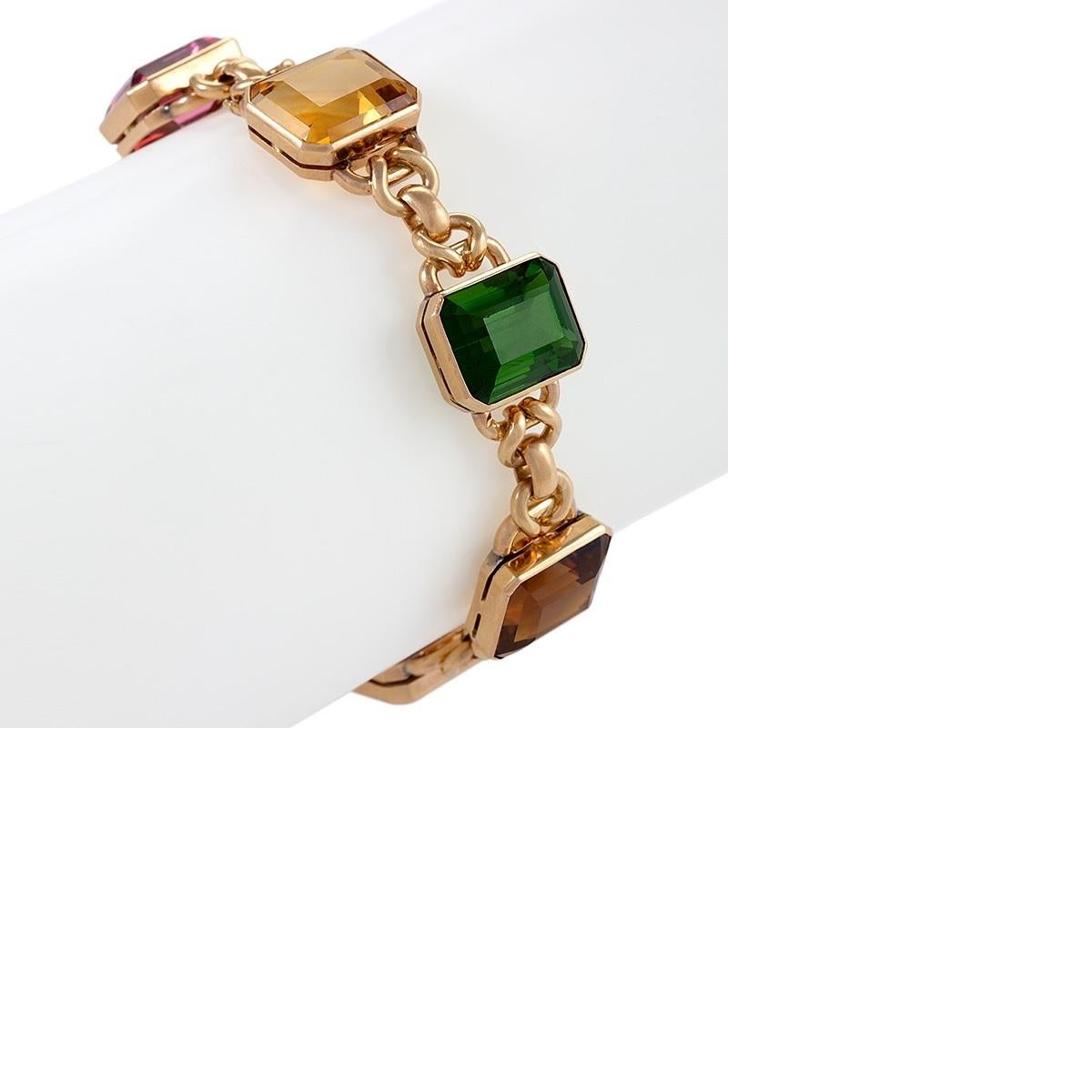 Gold and Multi-Gemstone Bracelet In Excellent Condition In New York, NY