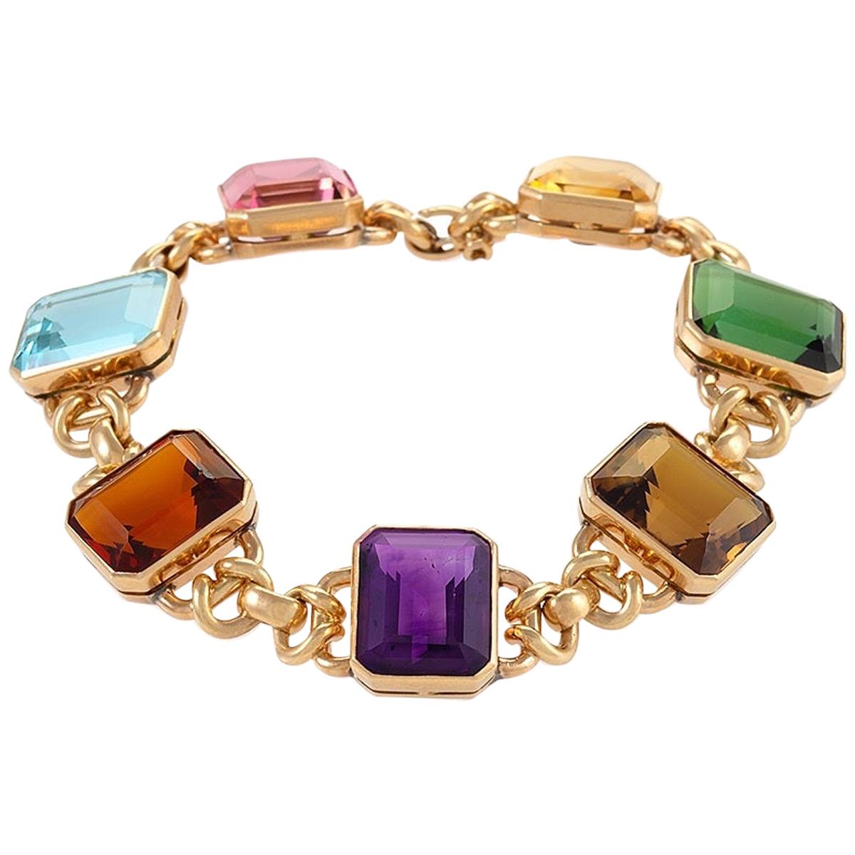Gold and Multi-Gemstone Bracelet
