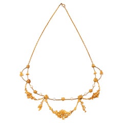 Gold and Natural Pearls French Antique Necklace