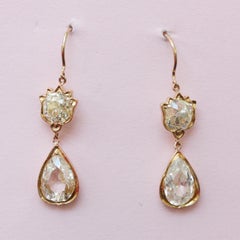 Gold and Old Cut Diamond Tulip Earrings