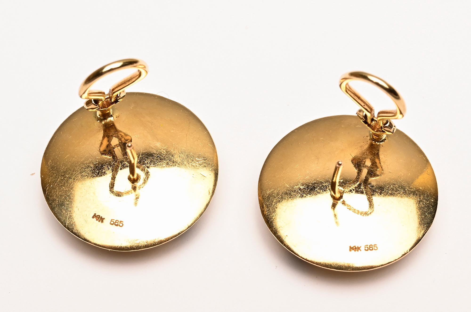 Women's or Men's Gold and Onyx Dot Earrings For Sale