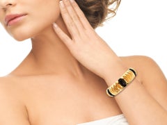 Gold and Onyx Ridged Bracelet