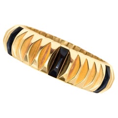 Ridged-Armband aus Gold und Onyx mit Revers