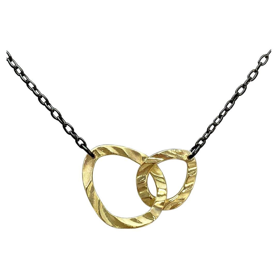 Gold and Oxidized Sterling Silver Interlocking Harmony Necklace by Keiko Mita For Sale
