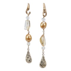 Boucles d'oreilles en perles, citrine et or