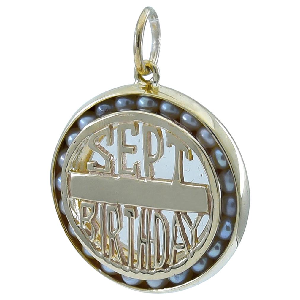 September-Charm aus Gold und Perlen