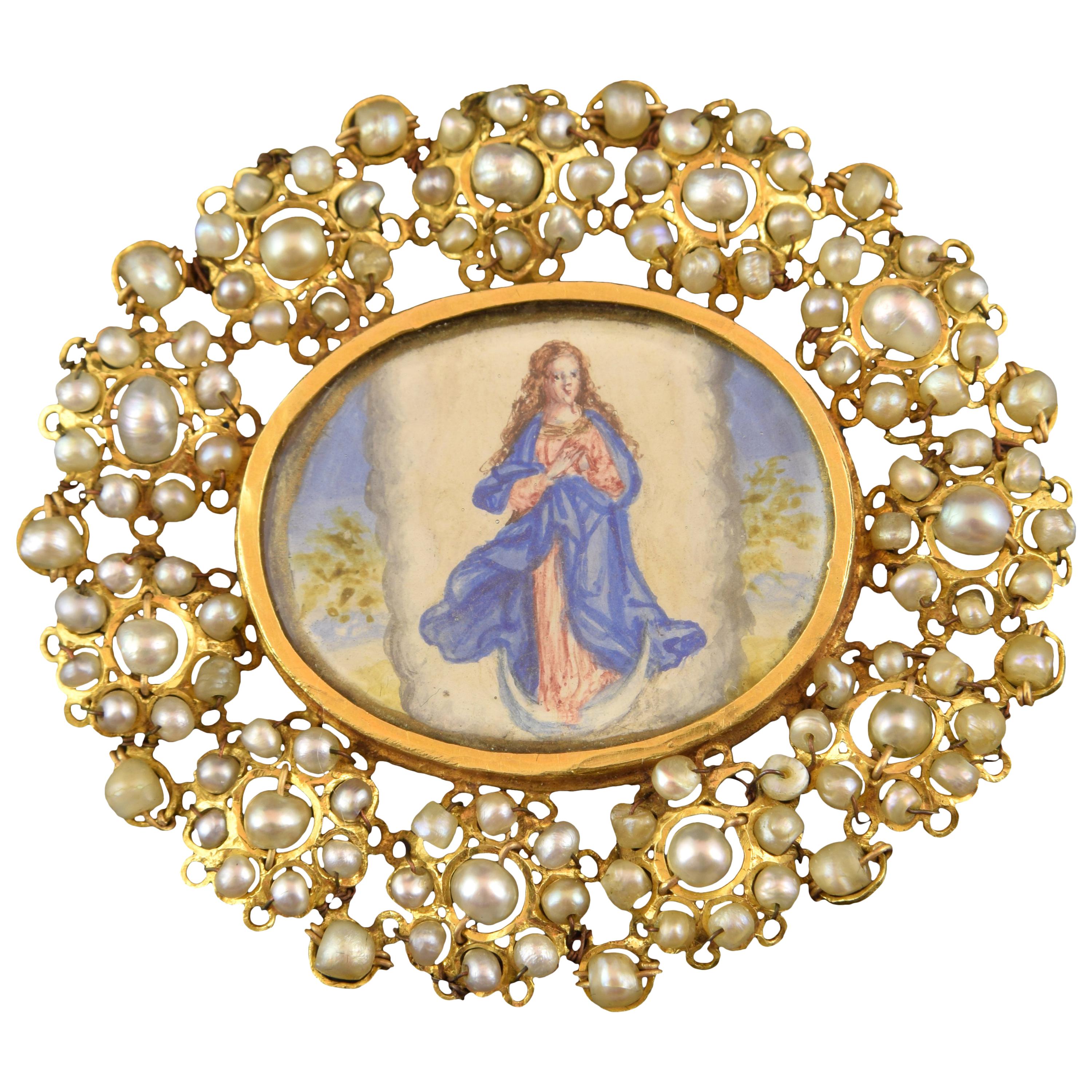 Gold and Pearls Devotional Pendant, 18th Century