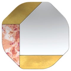 Gold and Pink WG.C1.B Hand-Crafted Wall Mirror