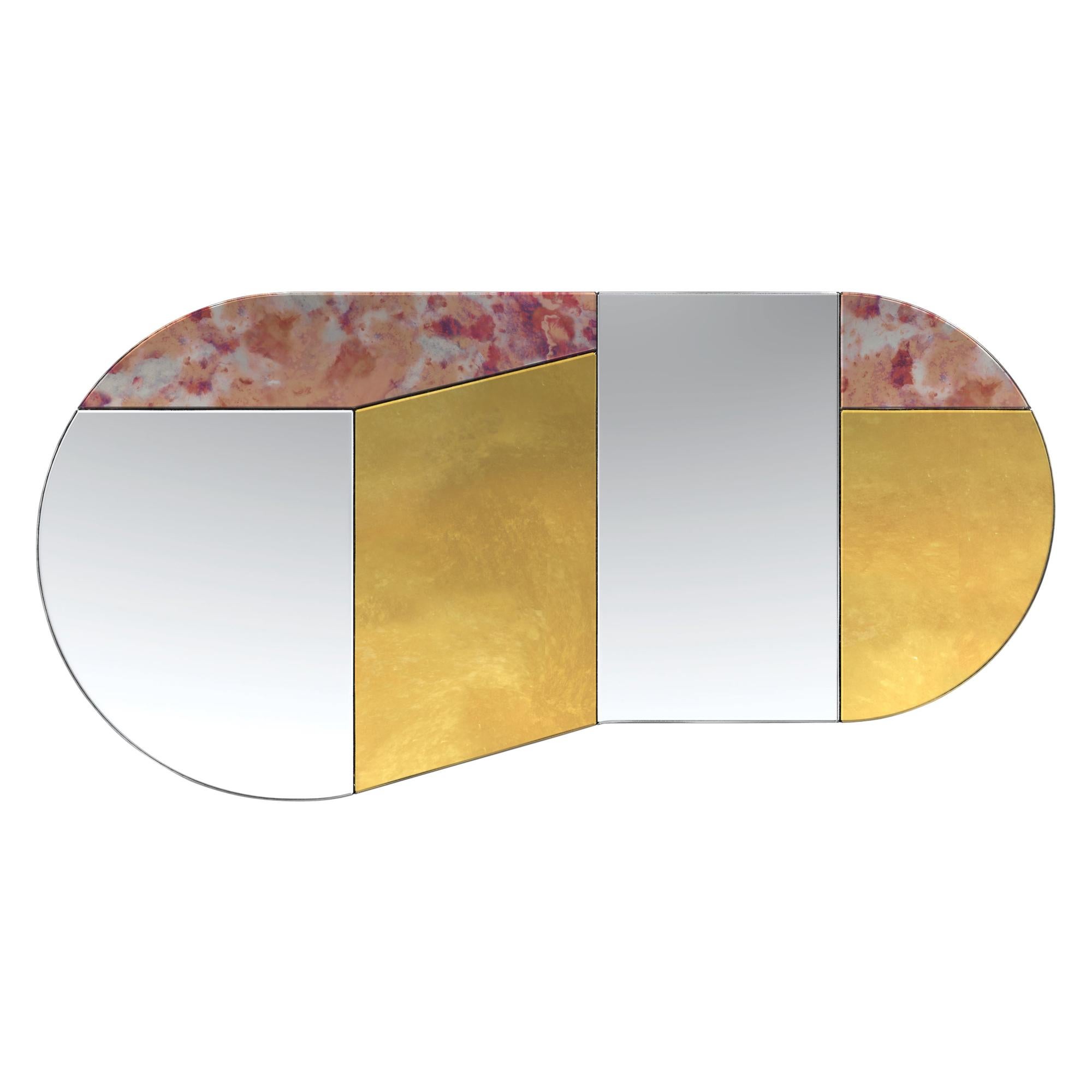 Gold and Pink WG.C1.C Hand-Crafted Wall Mirror For Sale